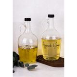 Dolkin Home 2li 1500ml Yağdanlık Seti Ahşap Stantlı Ayçiçek Yağı Zeytinyağı Etiketli Cam Şişe Yağlık Sosluk