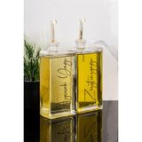 Dolkin Home 2li 500 ml Yağdanlık Gold Kapak Cam Yağlık Zeytinyağı ve Ayçiçek Yağı Etiketli Sosluk Sirkelik - Şeffaf -Altın