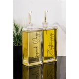 Dolkin Home 2li 500 ml Yağdanlık Gold Kapak Cam Yağlık Zeytinyağı Ve Ayçiçek Yağı Etiketli Sosluk Sirkelik