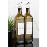 Dolkin Home 2li 750 ml Amber Cam Yağdanlık Zeytinyağı ve Ayçiçek Yağı Etiketli Gri Renk Tıpalı Yağlık Sosluk