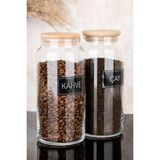 Dolkin Home 2'li Ahşap Vakum Kapaklı Çay ve Kahve Siyah Etiketli Cam Kavanoz Seti Saklama Kabı 1300 ml - Şeffaf