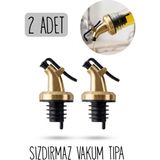 Dolkin Home 2'li Akıtmaz Kapaklı Şişe Ucu Yağdanlık Tıpa Silikon Yağ Dökme Aparatı Gold Renkli Sızdırmaz Yağlık Tıpası Ağızlık