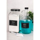Dolkin Home 2'li Deterjanlık Seti Ölçekli Toz Deterjan Sıvı Deterjan 3000 ml Cam Kavanoz 1500 ml Galon Şişe