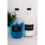 Dolkin Home 2'li Deterjanlık Seti Sıvı Deterjan Yumuşatıcı 1500 ml Cam Galon Şişe Deterjanlı Saklama Seti - Şeffaf