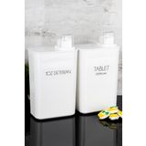 Dolkin Home 2'li Kendinden Ölçekli Deterjan Kutusu Seti Toz Deterjan Tablet Deterjan Etiketli 3000ml Deterjanlık