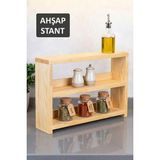 Dolkin Home 3 Katlı Ahşap Baharatlık Stantı Mutfak Organizer Tezgah Üstü Stant - Ahşap - Ceviz