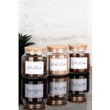 Dolkin Home 3'lü 500 ml Ahşap Vakum Kapaklı Filtre Kahve Dibek Kahvesi Türk Kahvesi Etiketli Cam Kavanoz Seti