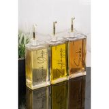 Dolkin Home 3lü 500 ml Yağdanlık Gold Kapak Cam Yağlık Zeytinyağı ve Ayçiçek Yağı Etiketli Sosluk Sirkelik - Şeffaf