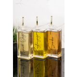 Dolkin Home 3lü 500 ml Yağdanlık Gold Kapak Cam Yağlık Zeytinyağı Ve Ayçiçek Yağı Etiketli Sosluk Sirkelik