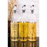 Dolkin Home 3lü 750 ml Ayçiçek Yağı ve Zeytinyağı Yağlık Sıvı Yağ Şişesi Silver Tıpalı Cam Yağdanlık