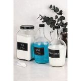 Dolkin Home 3'lü Deterjanlık Seti Ölçekli Toz Deterjan Sıvı Deterjan Yumuşatıcı 3000ML Cam Kavanoz 1500ML Şişe - Şeffaf