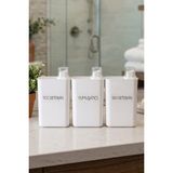 Dolkin Home 3lü Kendinden Ölçekli Deterjanlık Kutusu Seti Toz-Sıvı Deterjan Yumuşatıcı Etiketli 3000ML - Beyaz