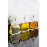 Dolkin Home 3'lü Lüks 500 ml Yağdanlık Gold Kapak Cam Yağlık Zeytinyağı Ayçiçek Yağı Etiketli Sosluk Sirkelik