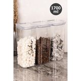 Dolkin Home 3'lü Vakum Kapaklı 1700 ml Saklama Kabı Akrilik Mika Çay Şeker Kahve Tuz Etiketli Saklama Kavanozu - 1,7 lt - Şeffaf