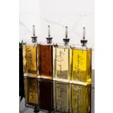 Dolkin Home 4lü 500 ml Yağdanlık Gümüş Kapak Cam Yağlık Zeytinyağı Ve Ayçiçek Yağı Etiketli Sosluk Sirkelik
