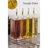 Dolkin Home 4lü 500ML Transfer Etiketli Lüks Yağdanlık Seti Gold Kapak Cam Yağlık Sosluk Sirkelik - Şeffaf -Altın - 500 ml