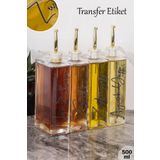 Dolkin Home 4lü 500ml Transfer Etiketli Lüks Yağdanlık Seti Gold Kapak Cam Yağlık Sosluk Sirkelik