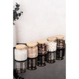 Dolkin Home 5'li 500 ml Kahve Seti Kavanozu Bambu Kapaklı Türk Kahvesi Şeker Filtre Kahve Süt Tozu Etiketli Cam Kavanoz Seti - Şeffaf