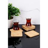 Dolkin Home 6 Parça Bambu Modern Bardak Altlığı Çay Tabağı Altlığı Fincan Altlığı Seti - Kare
