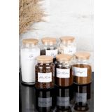 Dolkin Home 6lı Ahşap Vakum Kapaklı Etiketli Çay Şeker Tuz Filtre Türk Kahve Cam Kavanoz Set 1300-800 ml