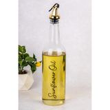 Dolkin Home 750ML Ayçiçek Yağı Zeytinyağı Yağlık Sıvı Yağ Şişesi Olive Oil Sunflower Oil Cam Yağdanlık Sirkelik - Şeffaf - Altın - 750 ml