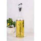 Dolkin Home 750ML Ayçiçek Yağı Zeytinyağı Yağlık Sıvı Yağ Şişesi Olive Oil Sunflower Oil Cam Yağdanlık Sirkelik - Şeffaf - Gümüş - 750 ml