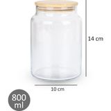 Dolkin Home Bambu Kapaklı Vakumlu Orta Boy 800ML Cam 1 Adet Kavanoz - Şeffaf