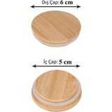 Dolkin Home Bambu Kavanoz Kapağı 4 Adet - Vakum Kapak 6 cm Baharatık Kapağı - Ahşap