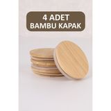 Dolkin Home Bambu Kavanoz Kapağı 4 Adet - Vakum Kapak 8 cm - Ahşap - Ceviz