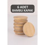 Dolkin Home Bambu Kavanoz Kapağı 6 Adet - Vakum Kapak 6 cm Baharatık Kapağı