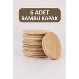 Dolkin Home Bambu Kavanoz Kapağı 6 Adet - Vakum Kapak 8 cm