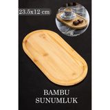 Dolkin Home Bambu Oval Sunum ve Servis Tepsisi 23,5X12 cm - Bambu Tepsi - Yağdanlık Altlığı Bambu Ahşap Stant - Bambu Rengi