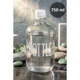 Dolkin Home Cam Şişe Beyaz Plastik Kapaklı Su Şişesi Şeffaf Etiketli Bottle Yazılı 750 ml Şeffaf Sürahi Süt, Ayran, Su, Limonata Meşrubat Şişesi, Karaf - 1 ürün