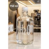 Dolkin Home Cam Şişe Beyaz Plastik Kapaklı Su Şişesi Şeffaf Etiketli H20 Yazılı 750 ml Şeffaf Sürahi Süt, Ayran, Su, Limonata Meşrubat Şişesi, Karaf - 1piece