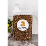 Dolkin Home Cinse Akrilik Kedi Maması Kutusu 3000 ml Kendinden Ölçekli Şeffaf Etiketli Saklama