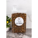 Dolkin Home Cinse Özel Kedi Maması Kutusu Etiketli Kendinden Ölçekli 3000 ml Akrilik Kedi Maması Saklama Kutusu - Beyaz