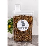 Dolkin Home Cinse Özel Kedi Maması Kutusu Etiketli Kendinden Ölçekli 3000 ml Akrilik Kedi Maması Saklama Kutusu - Gri