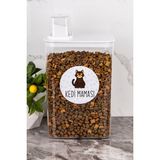 Dolkin Home Cinse Özel Kedi Maması Kutusu Etiketli Kendinden Ölçekli 3000 ml Akrilik Kedi Maması Saklama Kutusu - Kahverengi