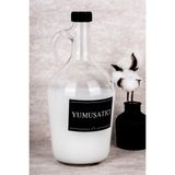 Dolkin Home Yumuşatıcı Etiketli Cam Galon Şişe 1500 ml Deterjan Saklama Kutusu Banyo Düzenleyici - Şeffaf