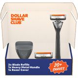 Dollar Shave Club | Ağır Metal Tıraş Seti | Ağır Hizmet Jilet Kolu, 6 Bıçaklı Tıraş Bıçağı Yedekleri ve Jilet Kapağı | Hassas Tıraş Makinesi Tıraş Seti, Tıraş Seti, Bakım Seti, Tıraş Seti