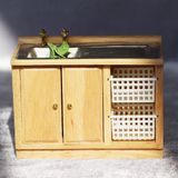 Dollhouse Mutfak Lavabosu Minyatür Banyo Belfast Lavabo Süsü 1:12 Ölçekli Mini Sahne Dolap Lava - 10 cm
