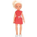 Dollz'n More Mina Bebek 35 Cm. - Kırmızı Puantiyeli Elbise - Pembe