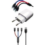 Dolozena Çoklu Hızlı Şarj Kablosu ve Hızlı Şarj Soketi Type-C Mikro Iphone Uyumlu 1.2 Metre 3A - Renkli