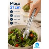 DolphFin 21 cm Çelik Salata Servis Maşası – Kaşık ve Çatal Uçlu Sunum Maşası