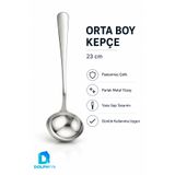 DolphFin 23 cm Paslanmaz Çelik Orta Boy Çorba Kepçesi Sulu Yemek Servis Kepçesi