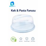 DolphFin 28 cm Kek Pasta Fanusu Saplı Kilitli Kapaklı Taşıma ve Saklama Kabı