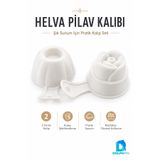 DolphFin 2’li Pilav ve Helva Kalıbı Seti Yuvarlak ve Çiçek Desenli Beyaz
