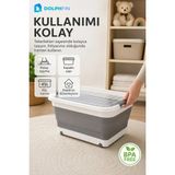 Dolphfin 45 L Tekerlekli Katlanabilir Saklama Kutusu Kapaklı Çok Amaçlı Ev Düzenleyici Organizer - Beyaz - Gri
