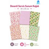 DolphFin 50 Adet Desenli Servis Sunum Kağıdı 35x25 cm 6 Farklı Desen İkram ve Masa Örtüsü