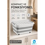 DolphFin 65 LT Tekerlekli Katlanabilir Saklama Kabı Kapaklı Ev Kiler Erzak ve Düzenleme Kutusu
